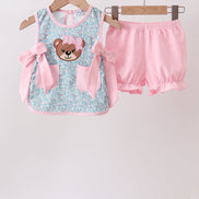 Green Bear Floral Applique Bloomer Set