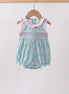 Green Floral Smocked Bubble