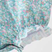 Green Floral Smocked Bubble