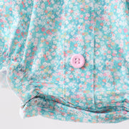 Green Floral Smocked Bubble