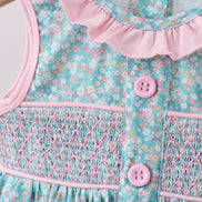 Green Floral Smocked Bloomer Set