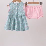 Green Floral Smocked Bloomer Set