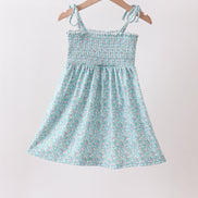 Green Floral Smocked Dress