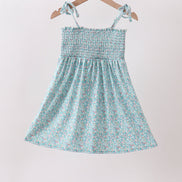 Green Floral Smocked Dress