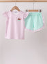 Purple Ice Cream Plaid Embroidered Set