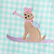 Mint Puppy Plaid Embroidered Set