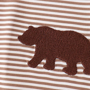 Brown Bear Stripe Embroidered Set