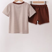 Brown Bear Stripe Embroidered Set
