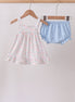 Blue Floral Print Ruffle Bloomer Set