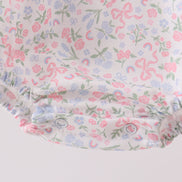 Blue Floral Print Ruffle Bubble