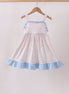 Blue Floral Print Ruffle Dress