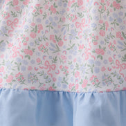Blue Floral Print Ruffle Dress