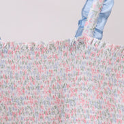 Blue Floral Smocked Mom Tiered Dress