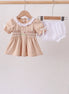 Khaki Puppy Smocked Bloomer Set
