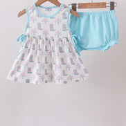 Blue Boots Print Bloomer Set