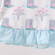 Blue Boots Ruffle Rashguard Set