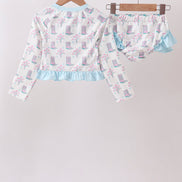Blue Boots Ruffle Rashguard Set