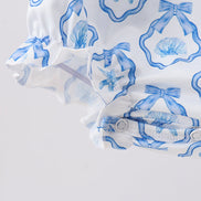 Blue Shells Embroidered Ruffle Bubble