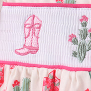 Pink Boots Smocked Bloomer Set