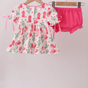 Pink Boots Smocked Bloomer Set