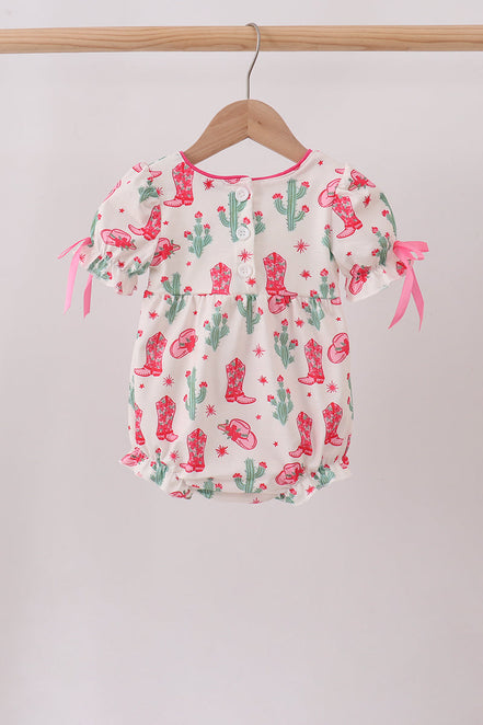 Pink Boots Smocked Bubble