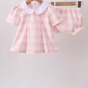 Pink Gingham Bloomer Set