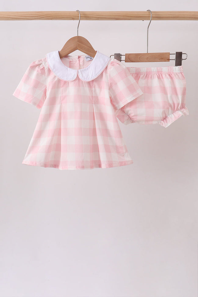 Pink Gingham Bloomer Set