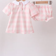 Pink Gingham Bloomer Set