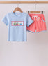 Blue Train Embroidered Set