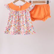 Coral Jesus Loves me Embroidered Floral Bloomer Set