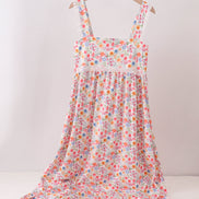 Coral Floral Print Mom Lace Dress