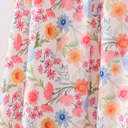 Coral Floral Print Mom Lace Dress