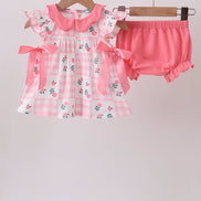 Pink Floral Ruffle Bloomer Set