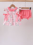 Pink Floral Ruffle Bloomer Set