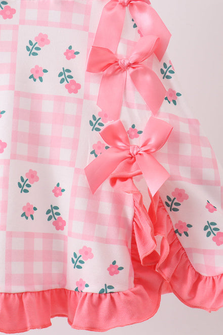 Pink Floral Ruffle Dress