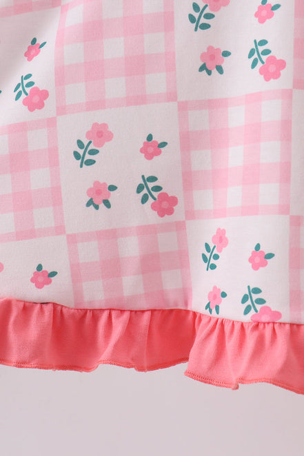 Pink Floral Ruffle Dress
