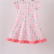 Pink Floral Ruffle Dress