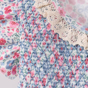 Blue Floral Smocked Ruffle Bloomer Set