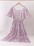 Blue Floral Print Mom Dress