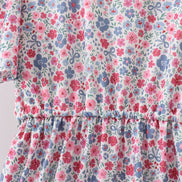 Blue Floral Print Mom Dress
