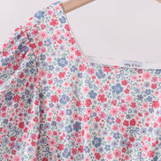 Blue Floral Print Mom Dress