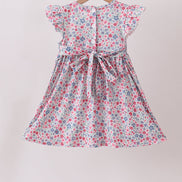 Blue Floral Smocked Ruffle Dress
