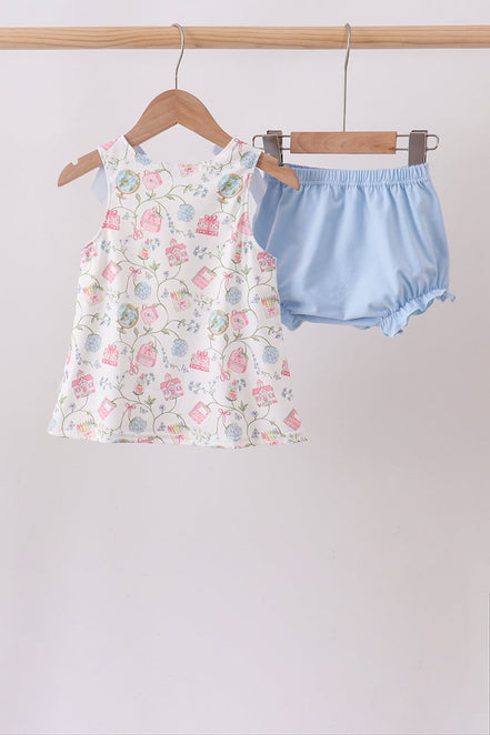 Blue Hydrangea Ruffle Bloomer Set