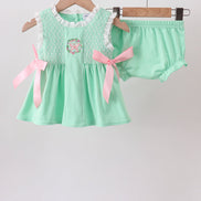 Green Butterfly Smocked Bloomer Set