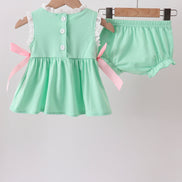 Green Butterfly Smocked Bloomer Set