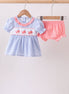 Blue Whale Embroidered Seersucker Bloomer Set