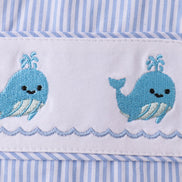 Blue Whale Embroidered Seersucker Jon Jon