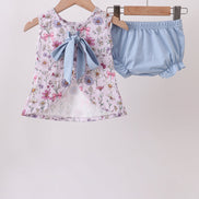 Purple Garden Ruffle Bloomer Set