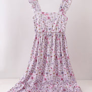 Purple Garden Ruffle Mom Dress
