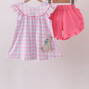 Pink Puppy Applique Ruffle Set